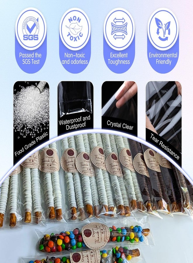 كوكوفا أكياس سيلوفان لاصقة طويلة من COQOFA، مقاس 4×13، 200 قطعة، شفافة، قابلة لإعادة الإغلاق، للحلويات والبسكويت، شريط بلاستيكي طويل شفاف فردي - Image 3